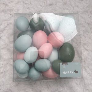 Pastel Decorative Easter Eggs - Pink, Light Blue, Olive Green